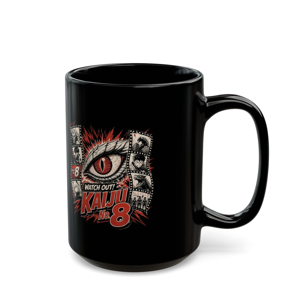 Kaiju No. 8 "Watch Out! Kaiju No. 8" Black Mug - alternate angle 5, merchandise