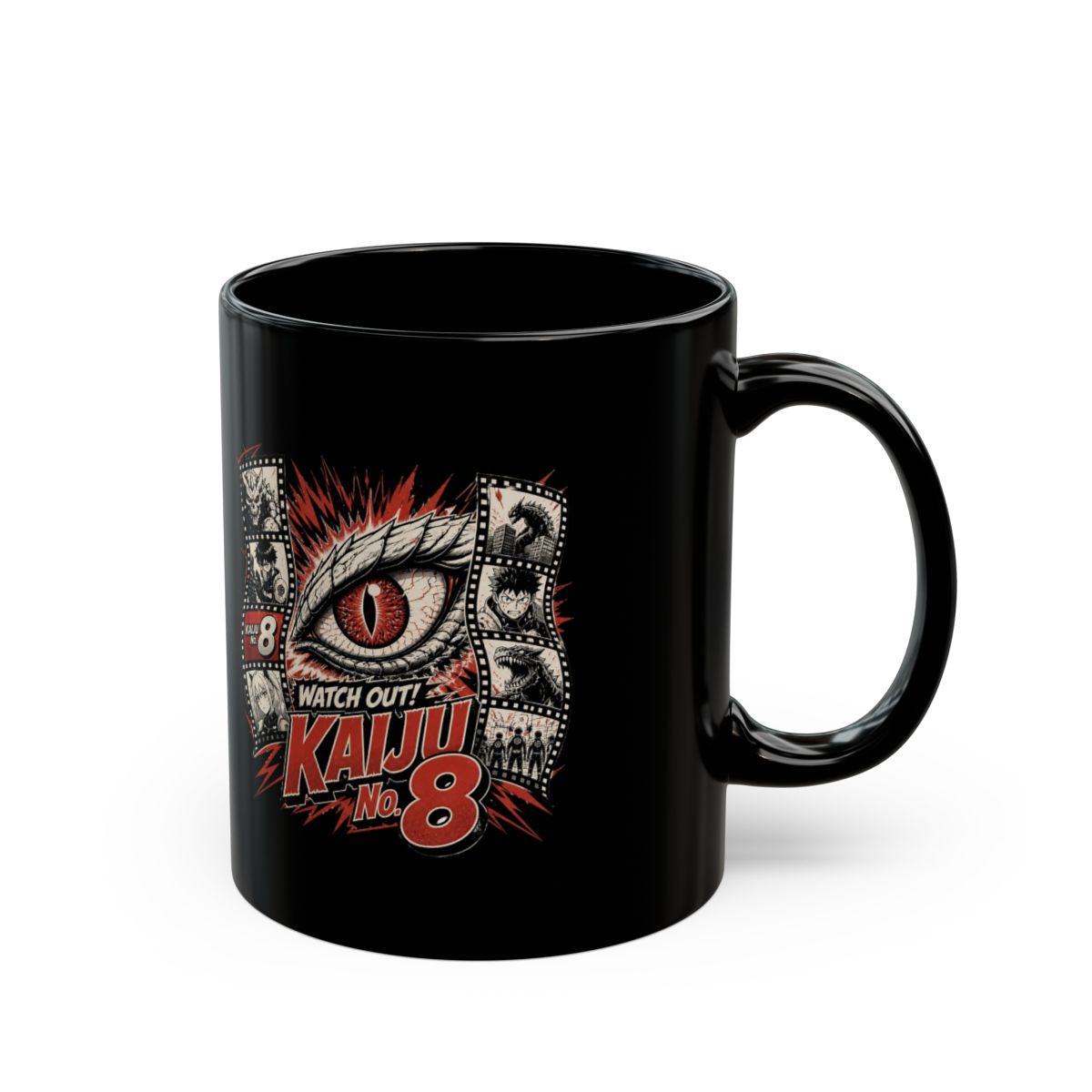 Kaiju No. 8 "Watch Out! Kaiju No. 8" Black Mug