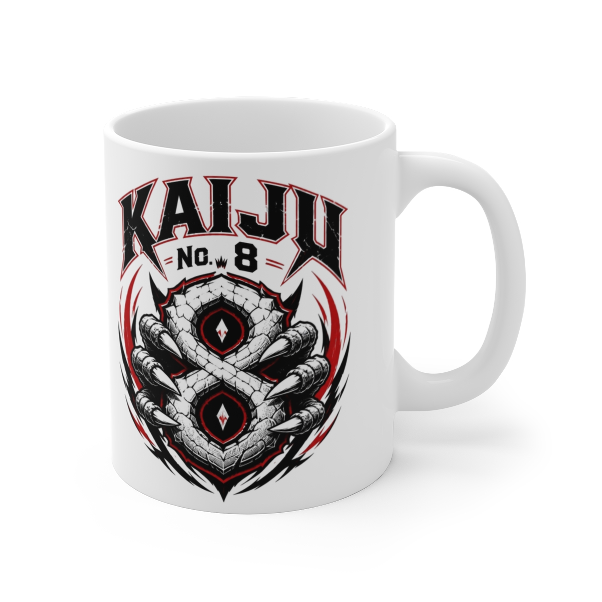 Kaiju No. 8 " at the center resembling Kafka" White Mug