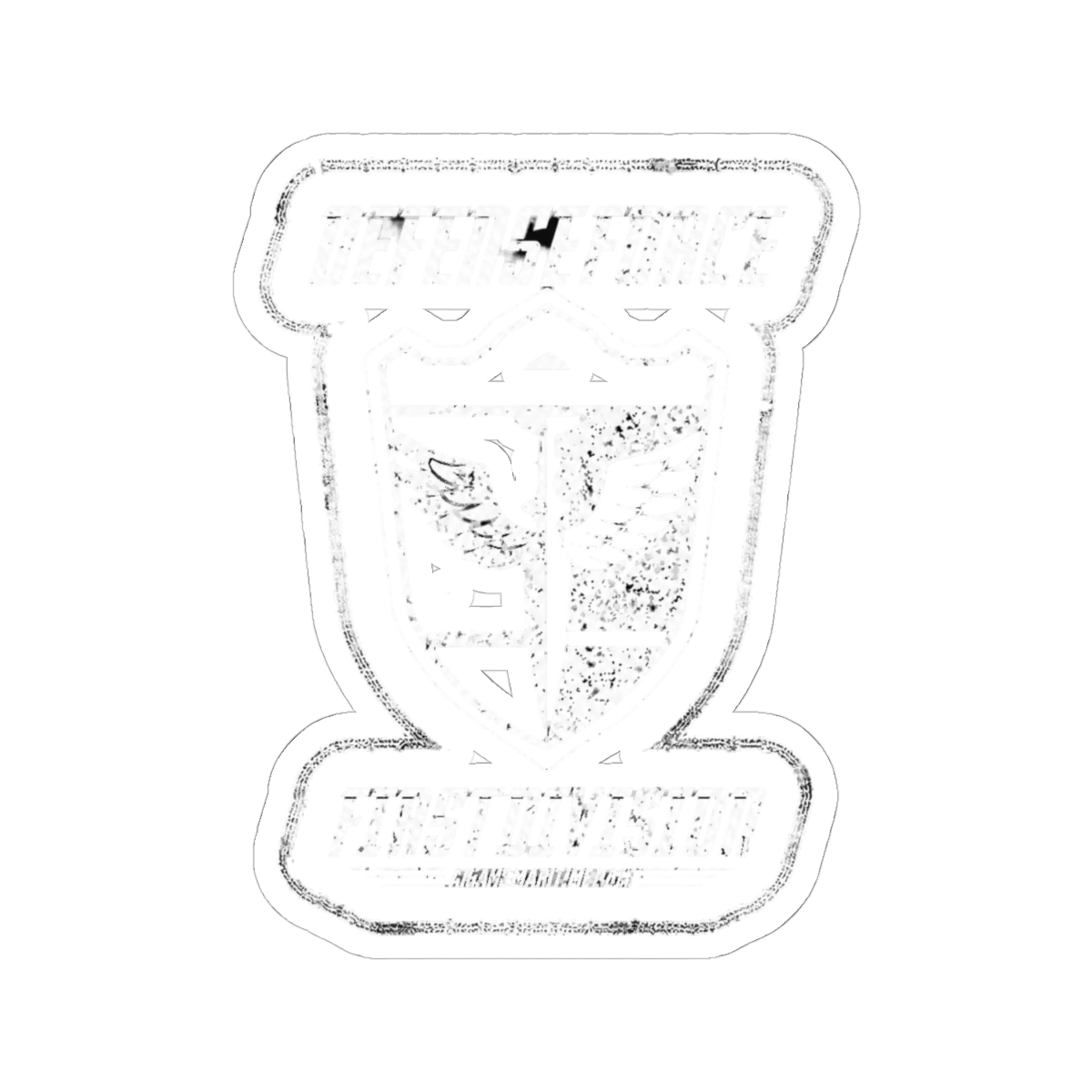 KAIJU No 8: DEFENSE FORCE FIRST DIVISION (WHITE/GRUNGE) Sticker | Kaiju No. 8 - alternate angle 1, merchandise