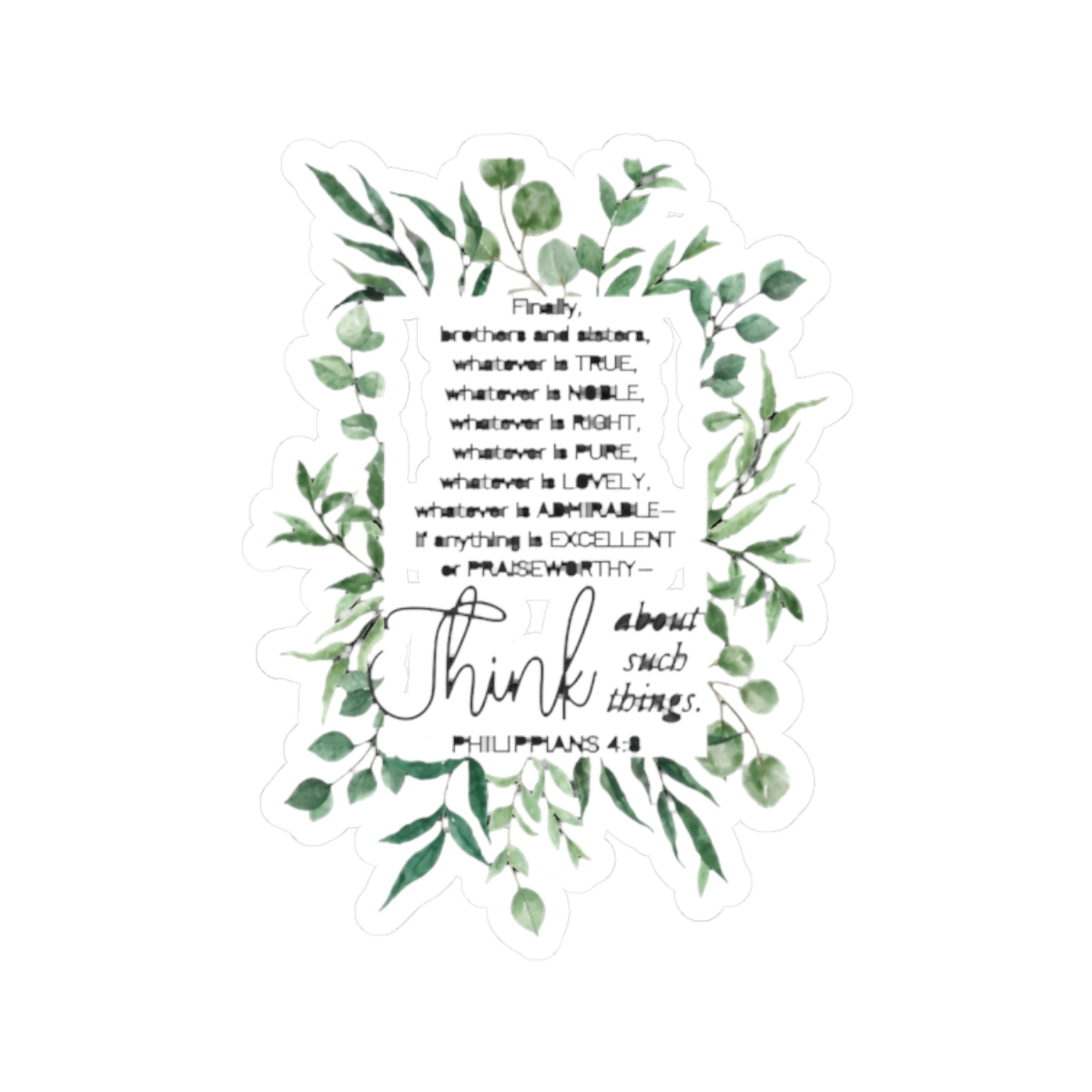 Philippians 4:8 Whatever is Noble Eucalyptus Square Sticker | Kaiju No. 8 - alternate angle 3, merchandise