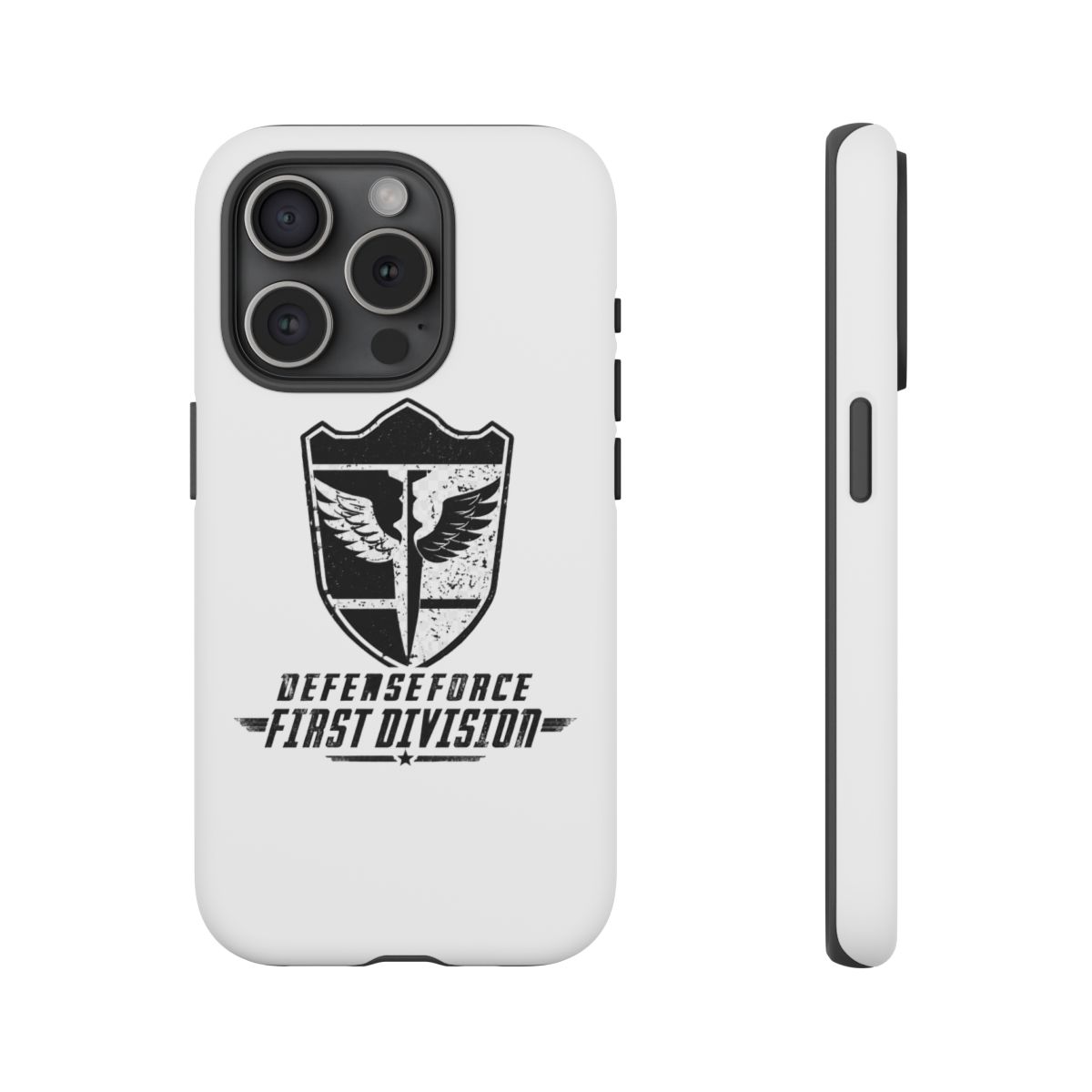 KAIJU No 8: DEFENSE FORCE FIRST DIVISION (WHITE/GRUNGE) Phone Case | Kaiju No. 8 - alternate angle 5, merchandise