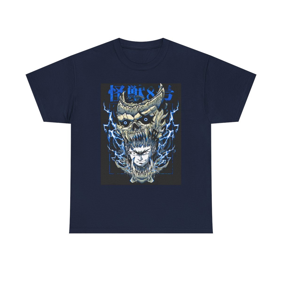 Lightning Demon Skull graphic tee | Horror anime style shirt Kaiju No. 8 - alternate angle 4, merchandise