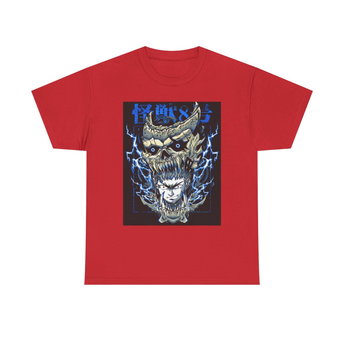 Lightning Demon Skull graphic tee | Horror anime style shirt Kaiju No. 8 - alternate angle 3, merchandise