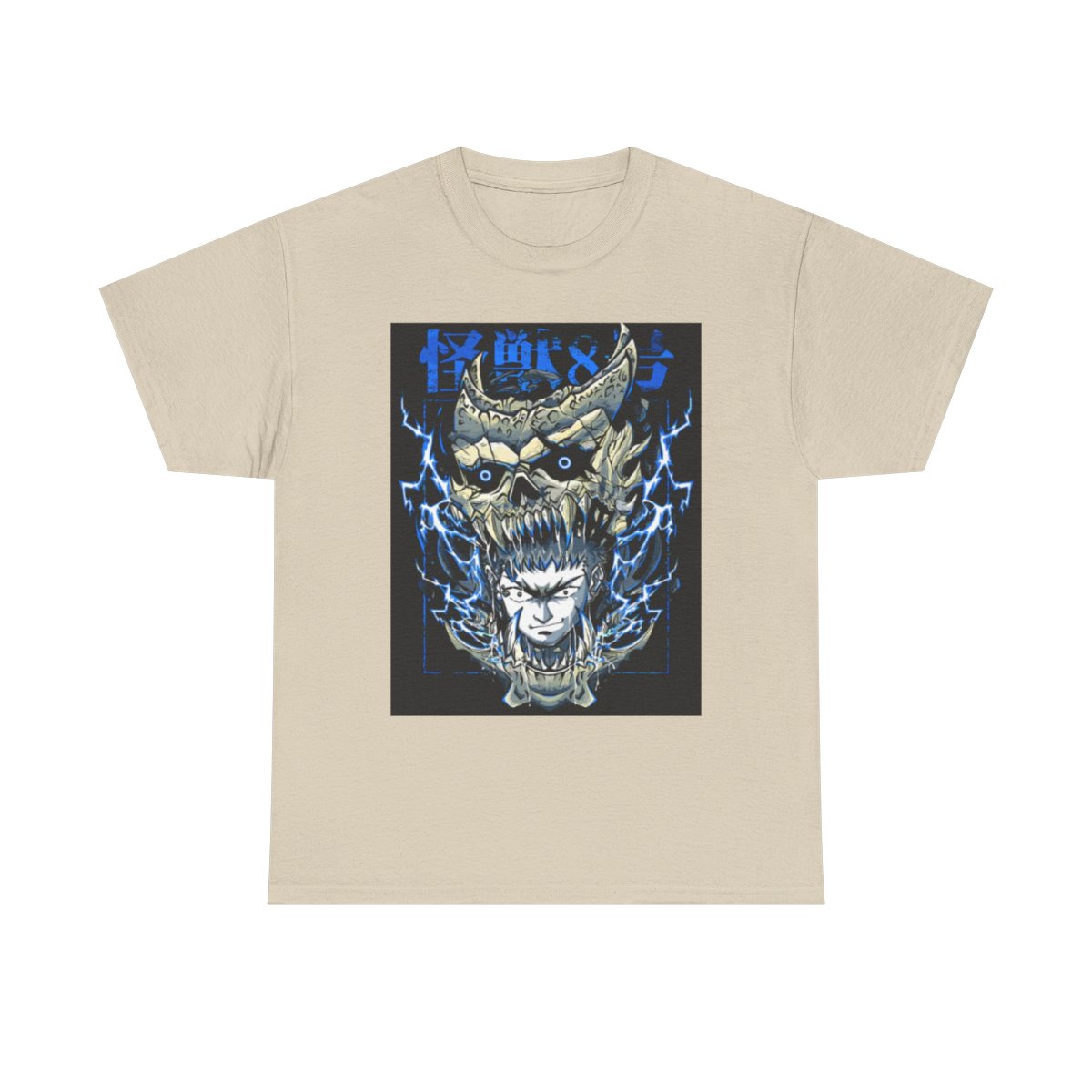 Lightning Demon Skull graphic tee | Horror anime style shirt Kaiju No. 8 - alternate angle 2, merchandise