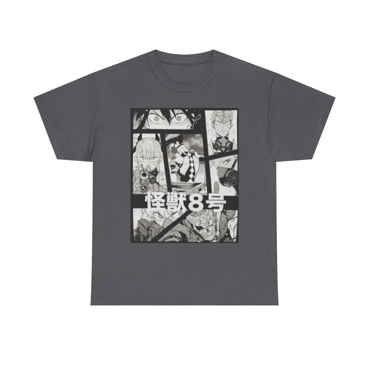 Manga Collage Tee | Anime Panels Black & White Shirt Kaiju No. 8 - alternate angle 1, merchandise