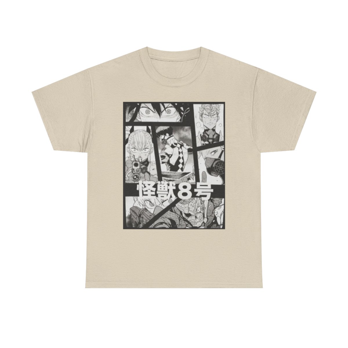 Manga Collage Tee | Anime Panels Black & White Shirt Kaiju No. 8 - alternate angle 4, merchandise