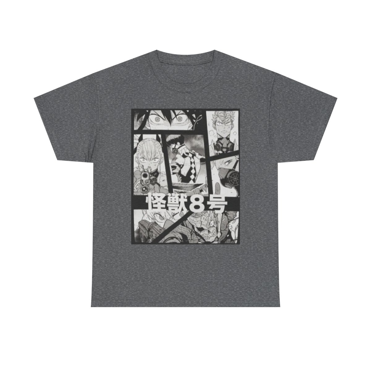 Manga Collage Tee | Anime Panels Black & White Shirt Kaiju No. 8 - alternate angle 3, merchandise