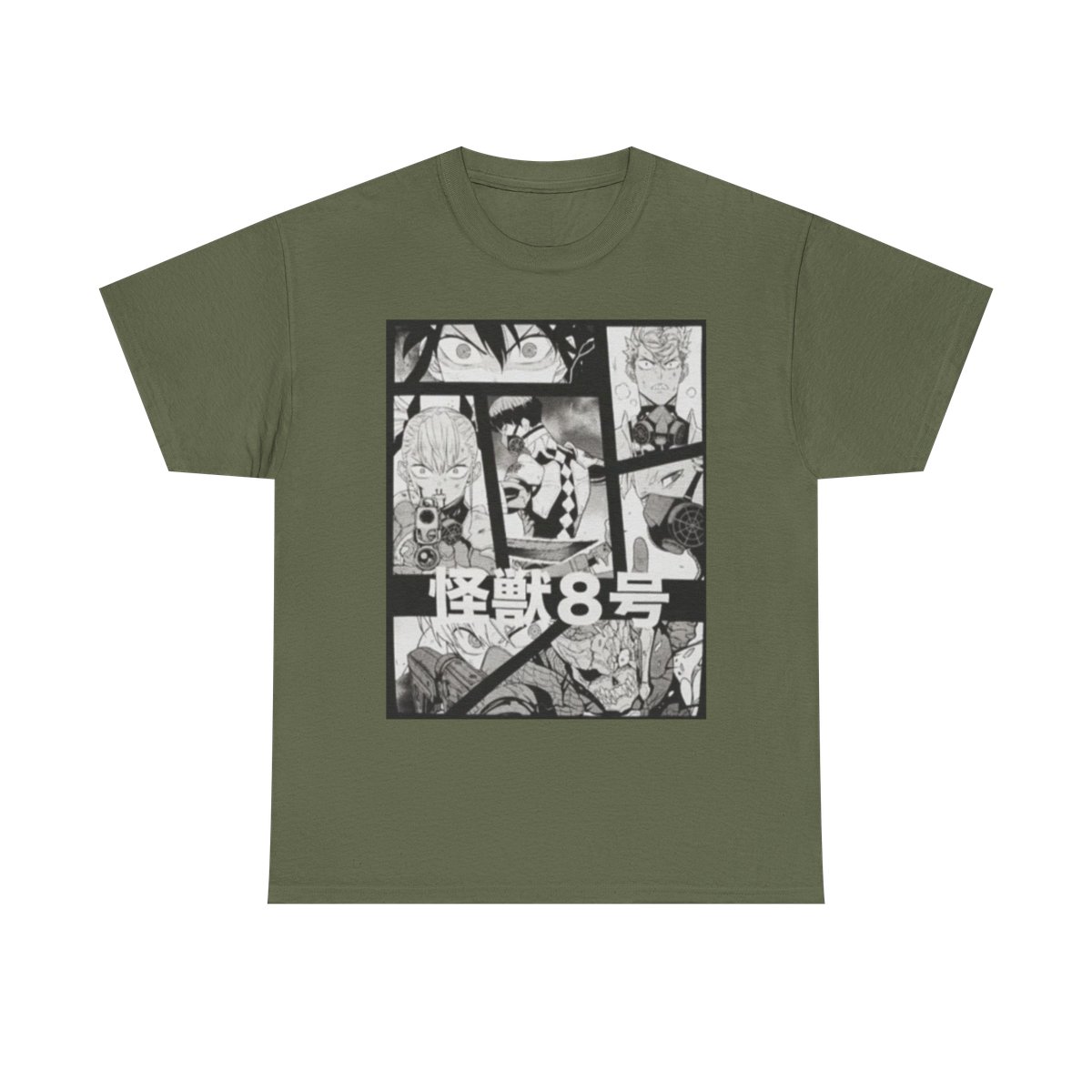 Manga Collage Tee | Anime Panels Black & White Shirt Kaiju No. 8 - alternate angle 5, merchandise